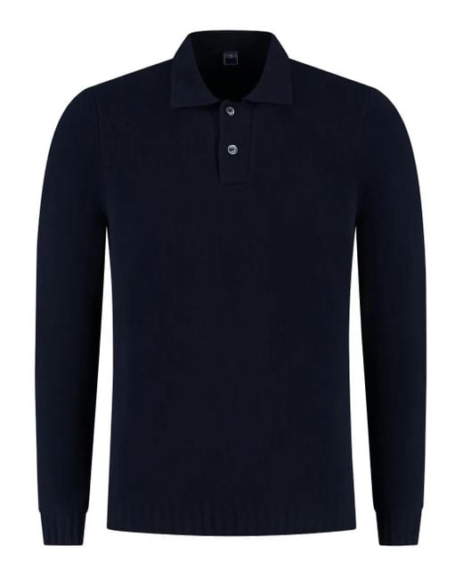 Fedeli Blue Cotton Sweater for men