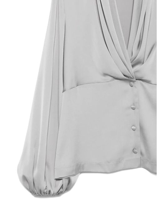 D.exterior Gray Pleated Blouse