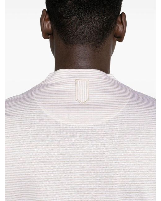 T-shirt girocollo a righe di Canali in White da Uomo