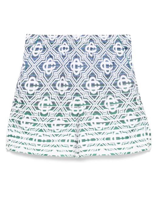 Casablanca Blue Monogram-Gradient Towelling Shorts for men