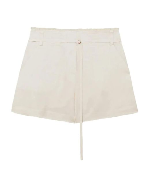 Patrizia Pepe Natural High-Waist Belt Detail Shorts