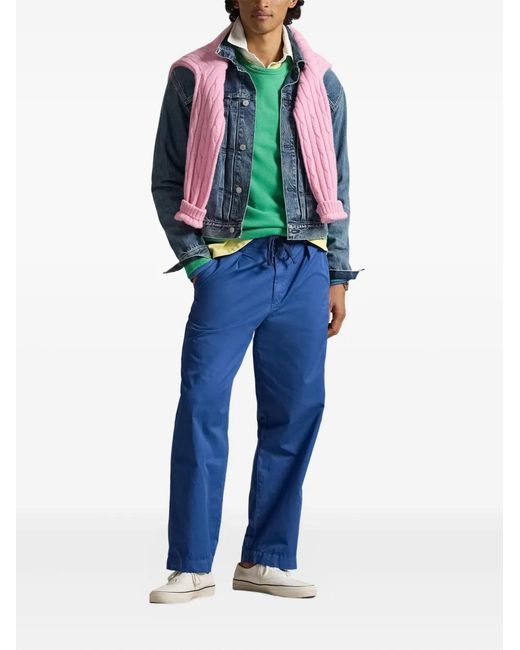 Polo Ralph Lauren Blue Elasticated Pleated Trousers for men