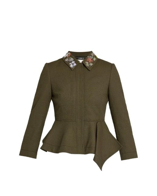 Erdem Green Veste Cintrée À Col Brodé