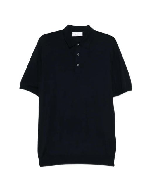 Lardini Black Button Polo Shirt for men