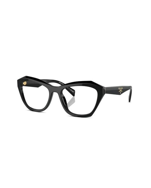 Prada Black Logo-Engraved Geometric-Frame Glasses