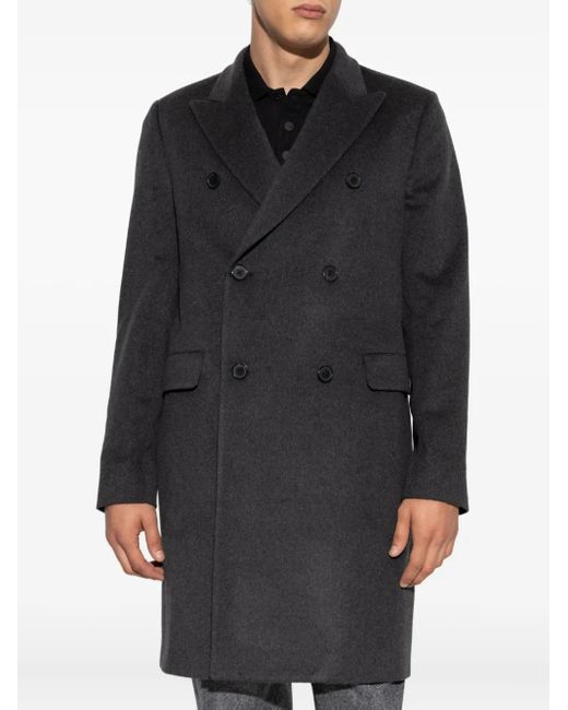 Paul Smith Blue Double-Breasted Wool Coat for men