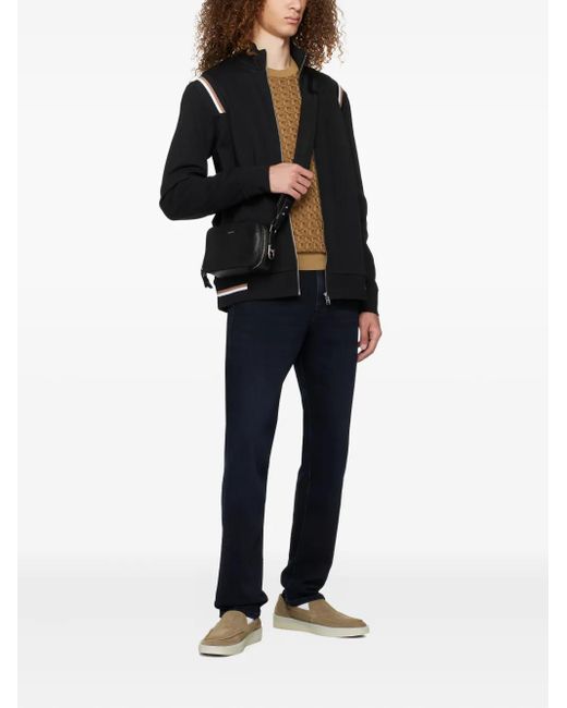 Boss Natural Geometric-Pattern Silk Sweater for men