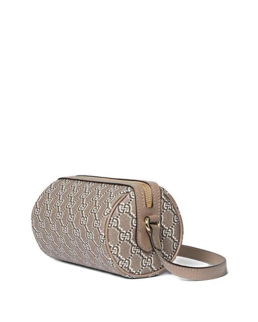 Gucci Gray Gg Supreme Canvas Cylindrical Shoulder Bag