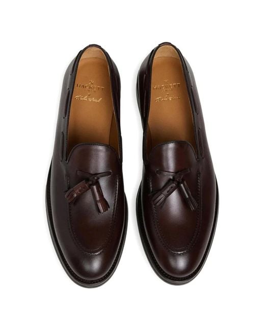 Hackett White Mayfair Crust Tassel Leather Loafers for men