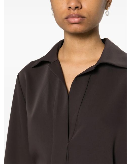 P.A.R.O.S.H. Black Tied-Waist Cady Blouse