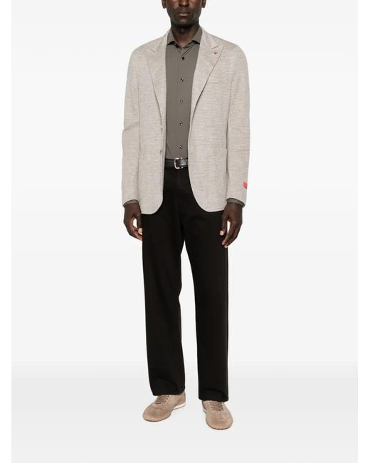Isaia White Houndstooth-Pattern Blazer for men