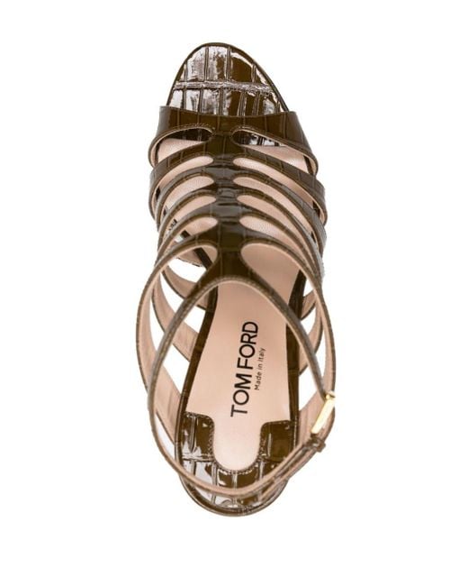 Tom Ford Metallic 95mm Caged Leather Sandals