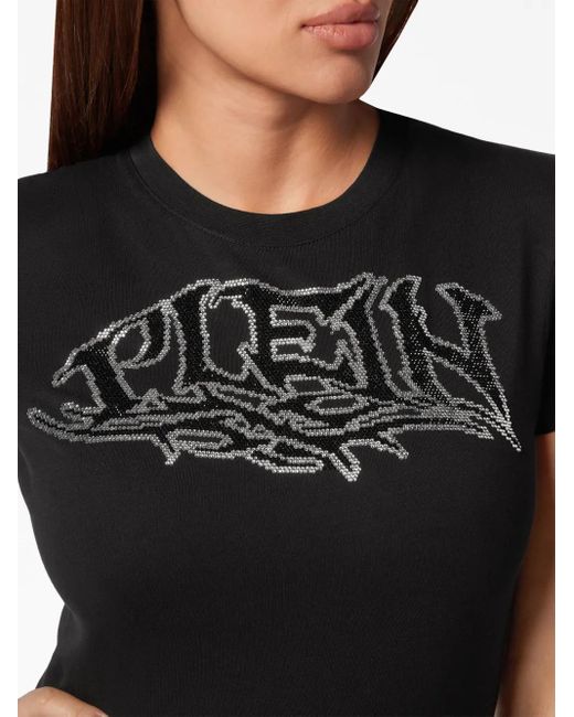 Philipp Plein Black Logo-Embellished Cotton T-Shirt