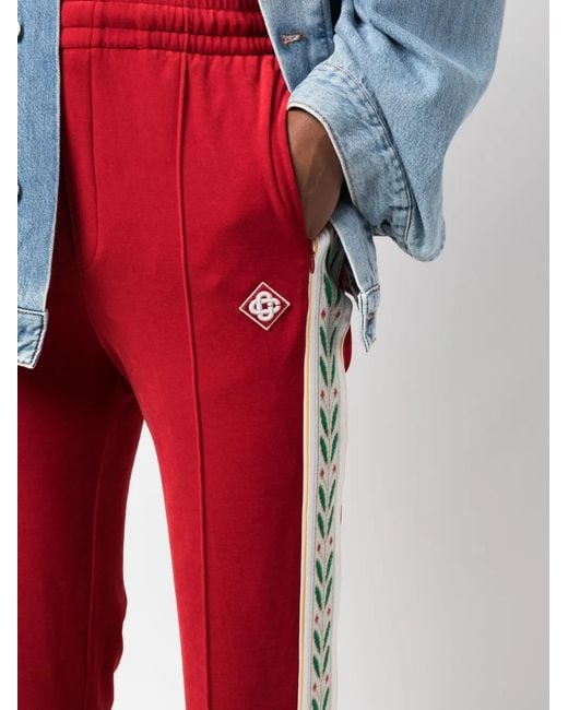 Casablanca Red Logo-Patch Striped Track Pants for men