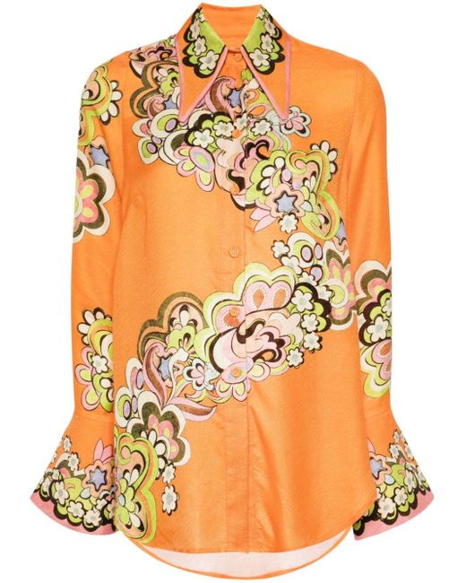 ALÉMAIS Orange Starscape Paisley-print Shirt