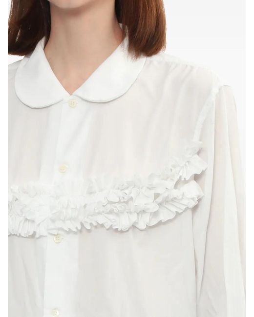 COMME DES GARÇON BLACK White Ruffled Collared Shirt