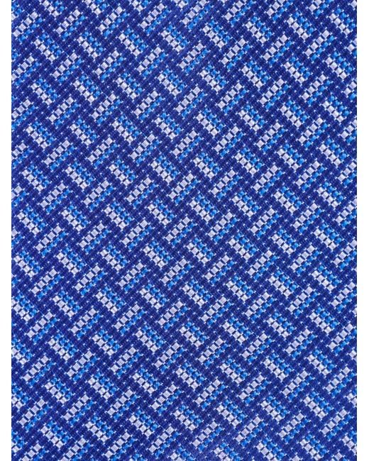 Brioni Blue Geometric-Pattern Tie for men