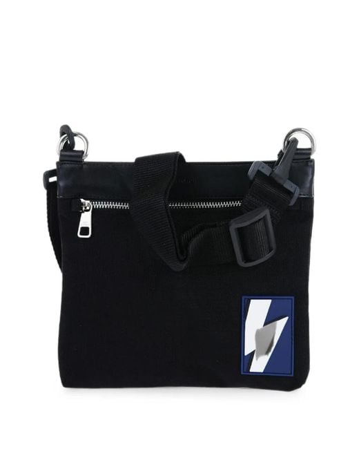 Neil Barrett Black Logo-Patch Shoulder Bag for men