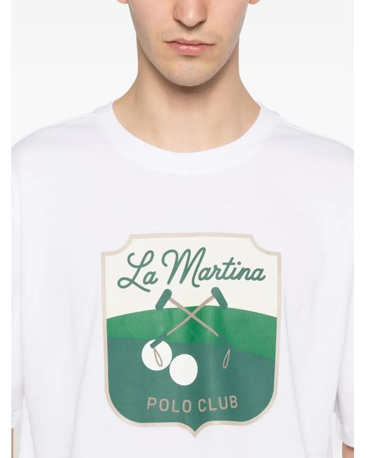 La Martina Blue Logo-Print T-Shirt for men
