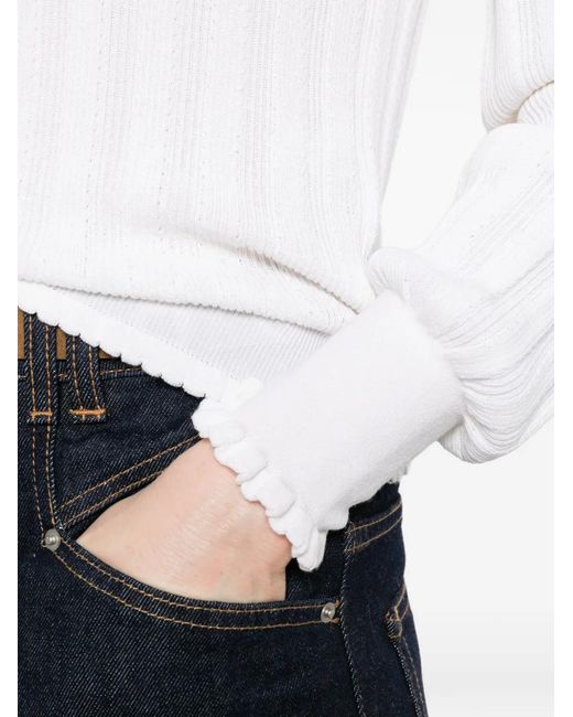 Missoni White Ribbed Scalloped Sweater