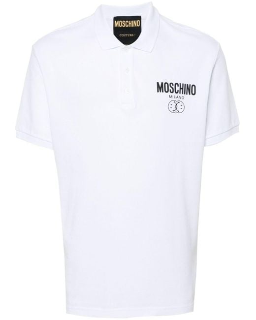 メンズ Moschino ロゴ ポロシャツ White