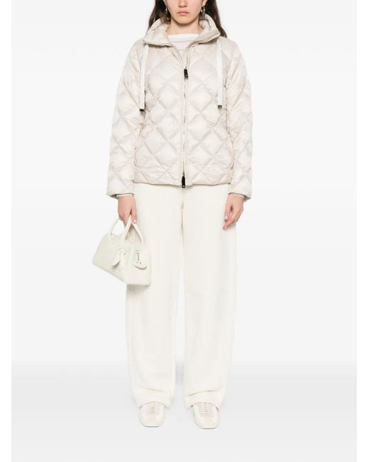 Max Mara White Quilted-Design Zip-Up Jacket