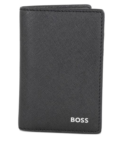 Boss Gray Logo-Detail Wallet for men