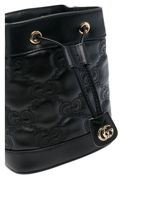 Gucci Black GG Matelassé Bucket Bag