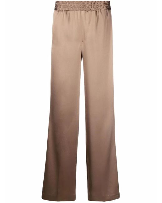 PT Torino Brown Wide-Leg Elasticated Trousers