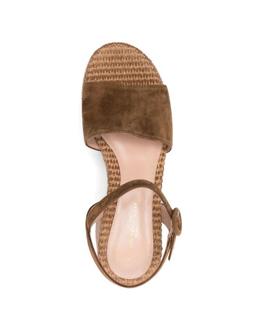 Gianvito Rossi Brown Suede Platform Sandals