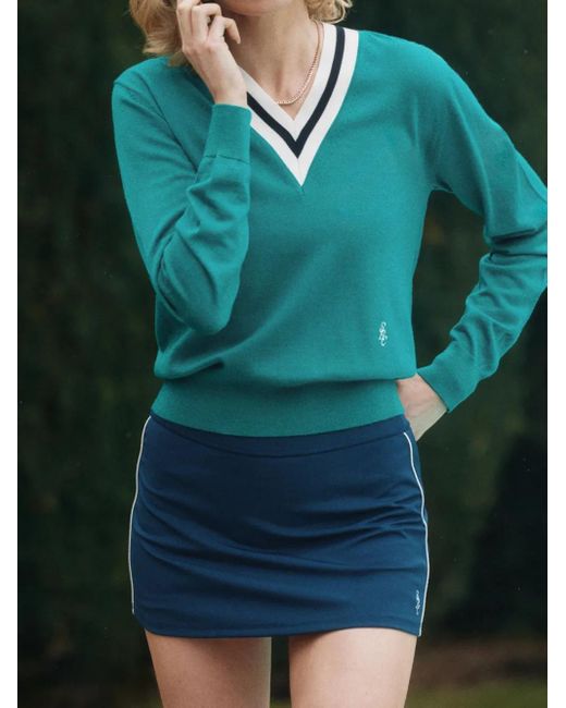 Pull À Col V Sporty & Rich en coloris Green