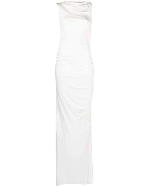 Christopher Esber White Gesbine Twist-Detail Asymmetric Gown