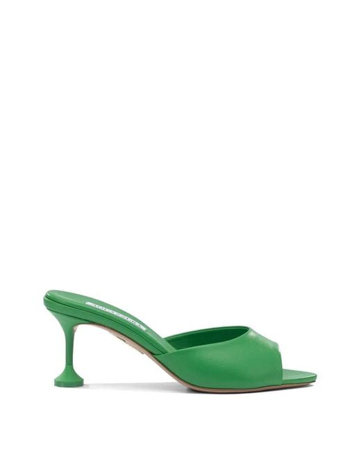 Aquazzura Green Bisous Leather Mules