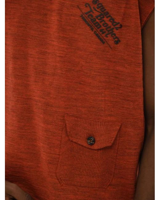 DSquared² Red Virgin-Wool Tank Top With Chest-Pocket for men