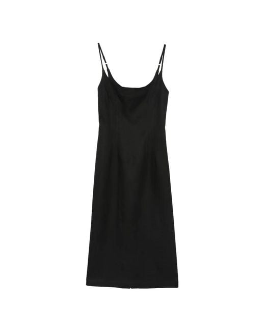 Alysi Black Spaghetti-Strap Midi Dress