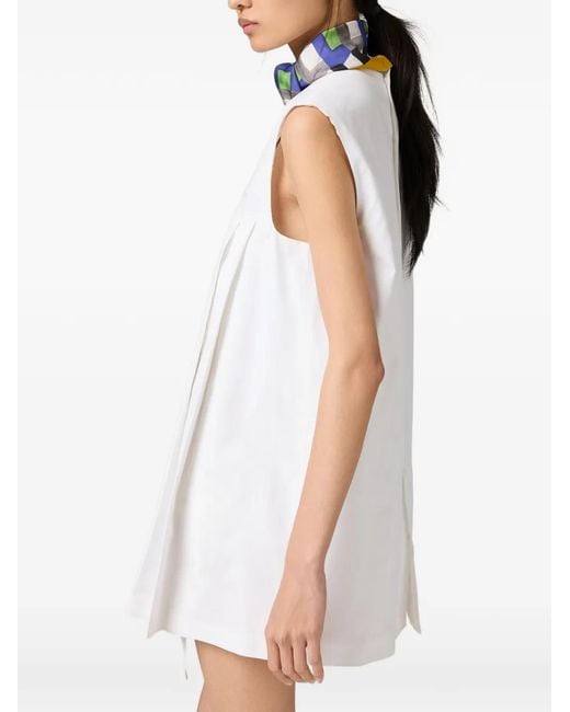 Miu Miu White Flared Logo Cotton Mini Dress