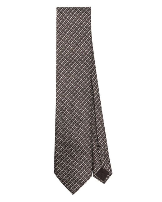 Tom Ford Gray Stripe-pattern Silk Tie for men