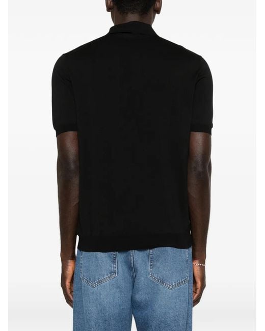 Zanone Black Short-Sleeve Polo Shirt for men