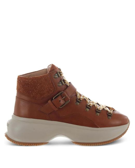 Hogan Brown Maxi Active Ankle Boots