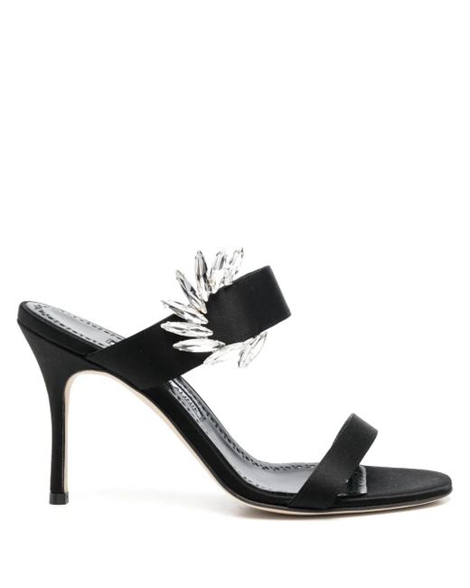 Manolo Blahnik Black 100Mm Chivela Sandals