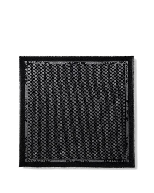 Karl Lagerfeld Black Fringed Patterned Scarf