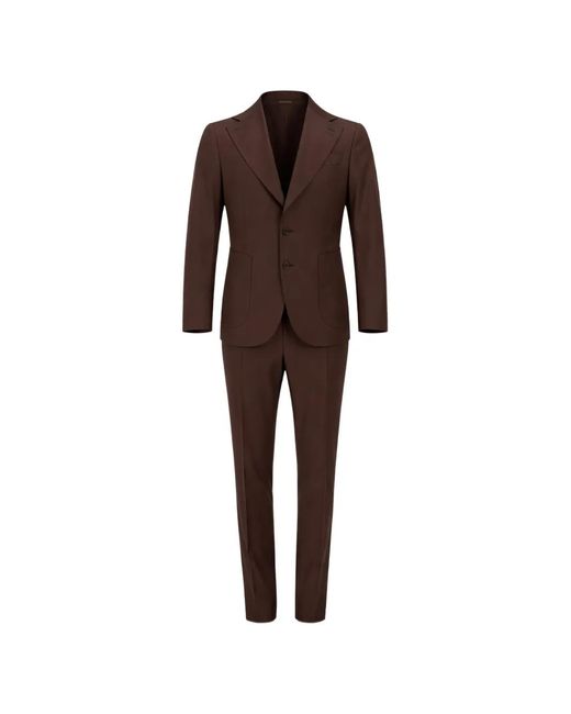 Franzese Collection Brown Patch-Pocket Single-Breasted Suit for men