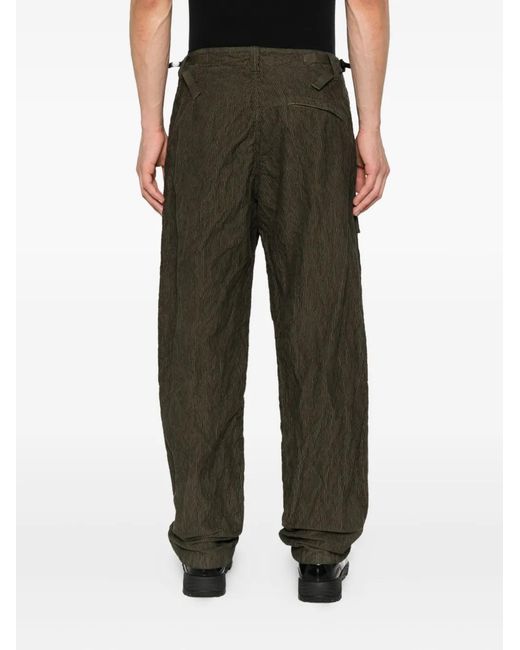 Stone Island Green Wrinkled Corduroy Straight-Leg Trousers for men