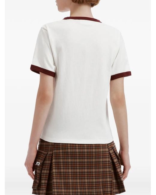 Chocoolate White Logo-Print Ringer T-Shirt