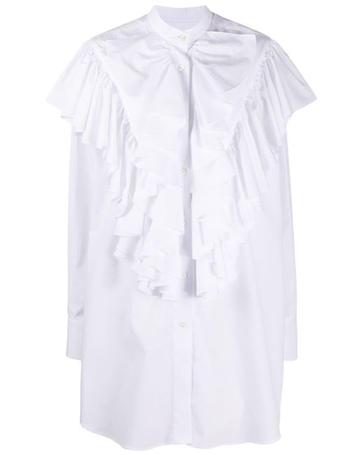 AMI White Langes Hemd mit Volants
