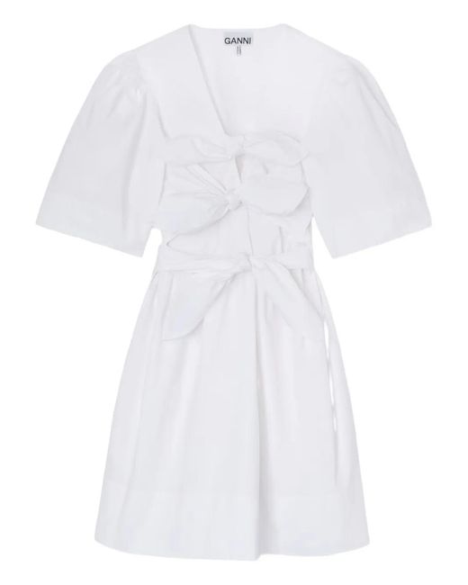 Ganni White Organic Cotton Mini Dress