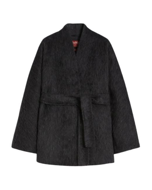 Max Mara Black Gebürsteter Mantel