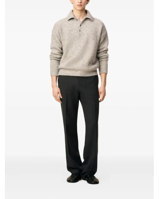 AMI Black Wool Straight-Leg Trousers for men