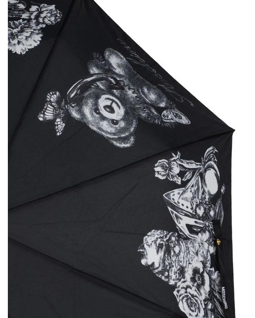Moschino Black Graphic-Print Umbrella