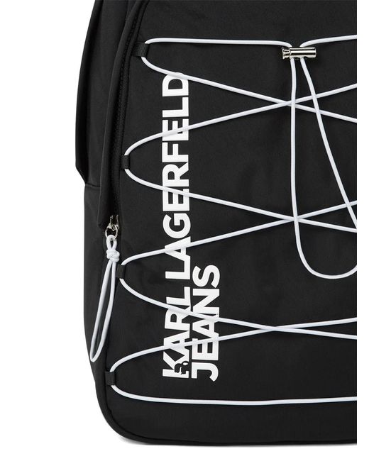 Karl Lagerfeld Black String Utility Backpack for men